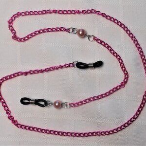 No. 56 - Two handmade eyeglass chains, one silver color, one pink color